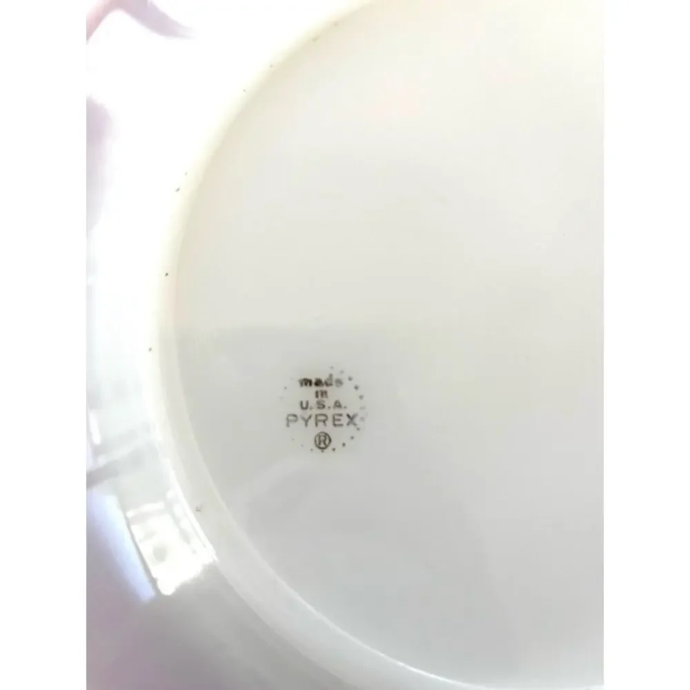 Vintage Pyrex Dinner Plate with Flamingo Pink Coral Rim